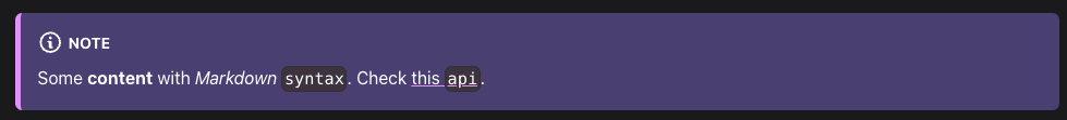Dark mode "note" admonition with custom colors