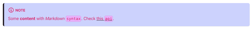 The "note" admontion with custom colors